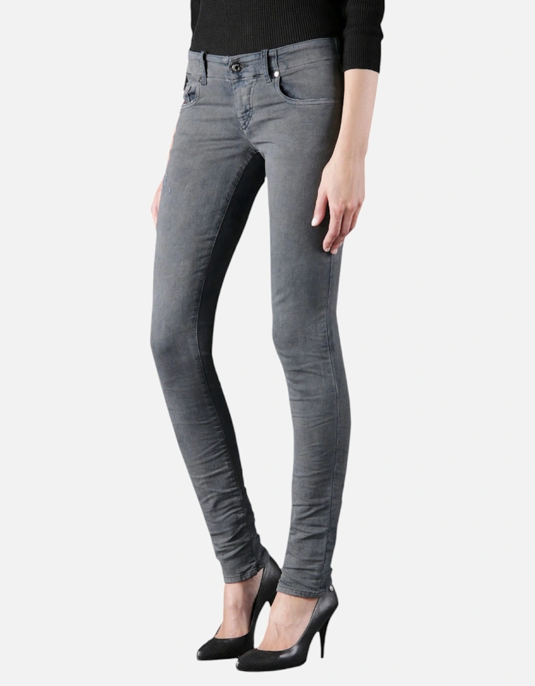 GRUPEE NE 0666U Sweat Jogg Jeans Grey Stretch Slim Distressed Denim Italy