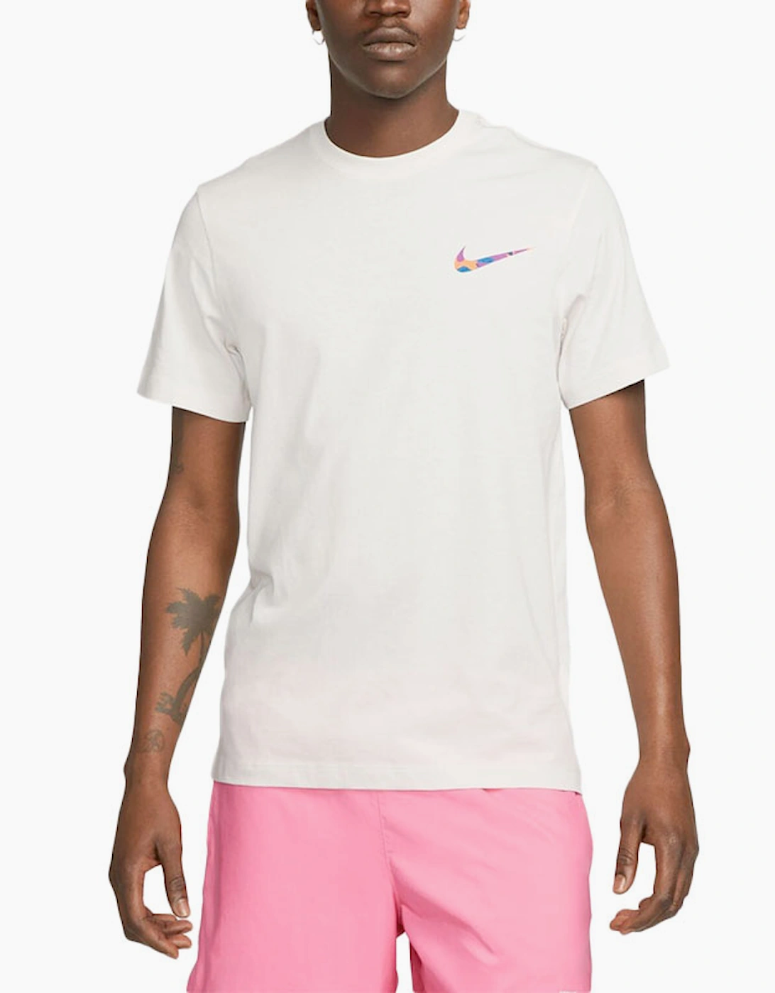 Nike Men's White T Shirts Club Swoosh Hdy Print Short Sleeve Summer Sportswear - Size: 44