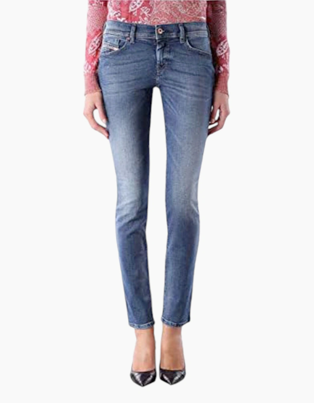 Diesel Women's Blue Grupee Ne 0674Z Jeans Stretch Trousers Denim Sweat Jogg Pants  6/31In W25 L31