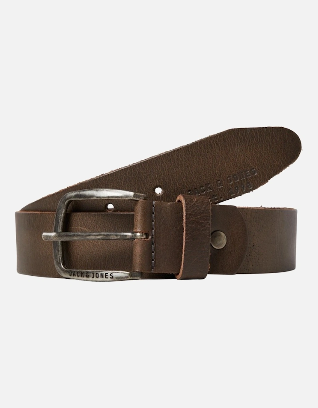 Jack & Jones Men's Brown Jacpaul Leather Belt Castlerock - : Size 80