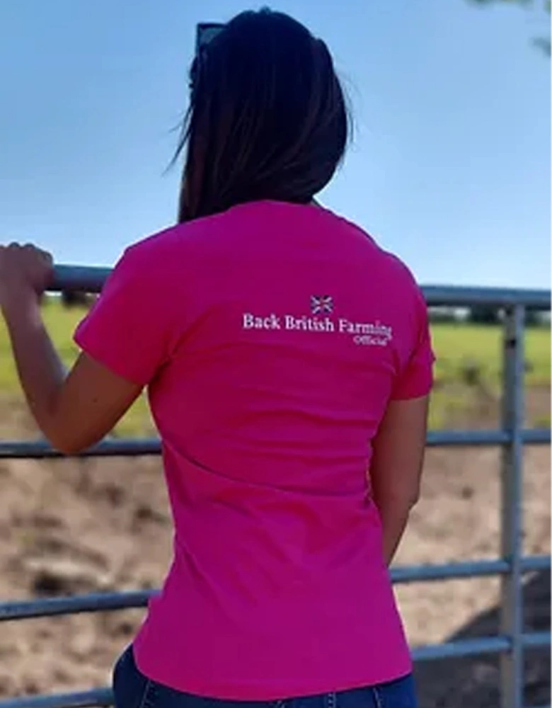 Back British Farming Women's Casual T-shirt Pink