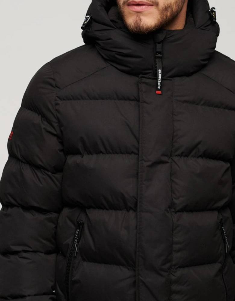 Men's Hooded Microfibre Sport Puffer Black