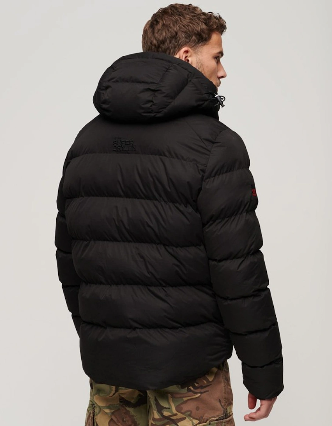 Men's Hooded Microfibre Sport Puffer Black