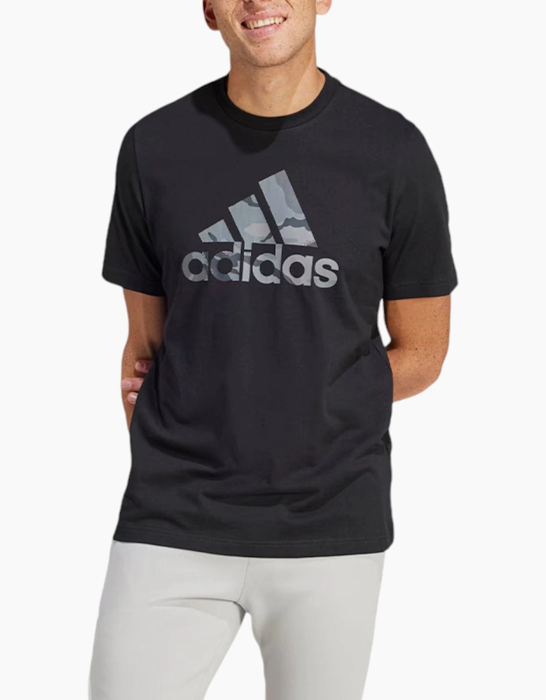 Adidas Men's Black Ir5828 Camo T Shirts Badge Of Sports Graphic Crew Neck T Shirt  36 S