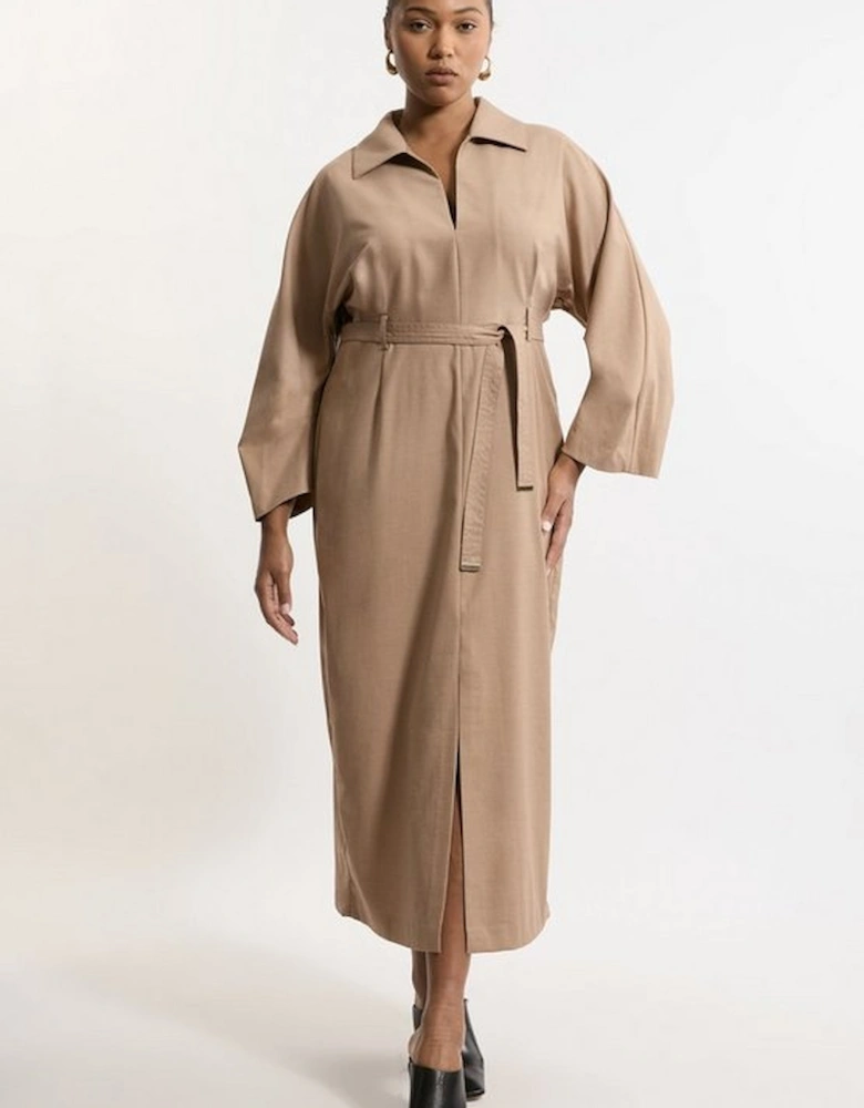 Plus Size Tailored Wide Sleeve Maxi Shirt Dress