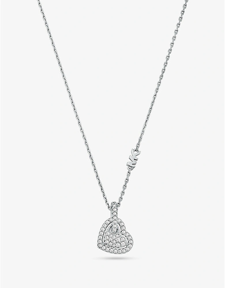 Precious Metal-Plated Sterling Silver Pavé Heart Necklace