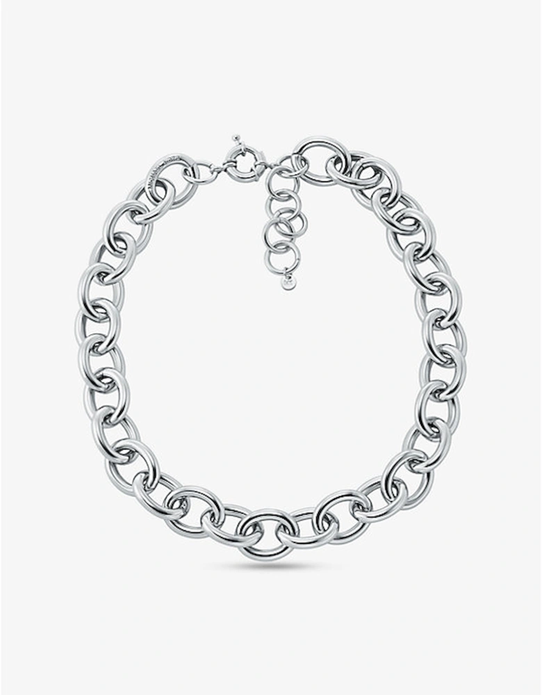 Large Precious Metal-Plated Brass Chain Link Necklace