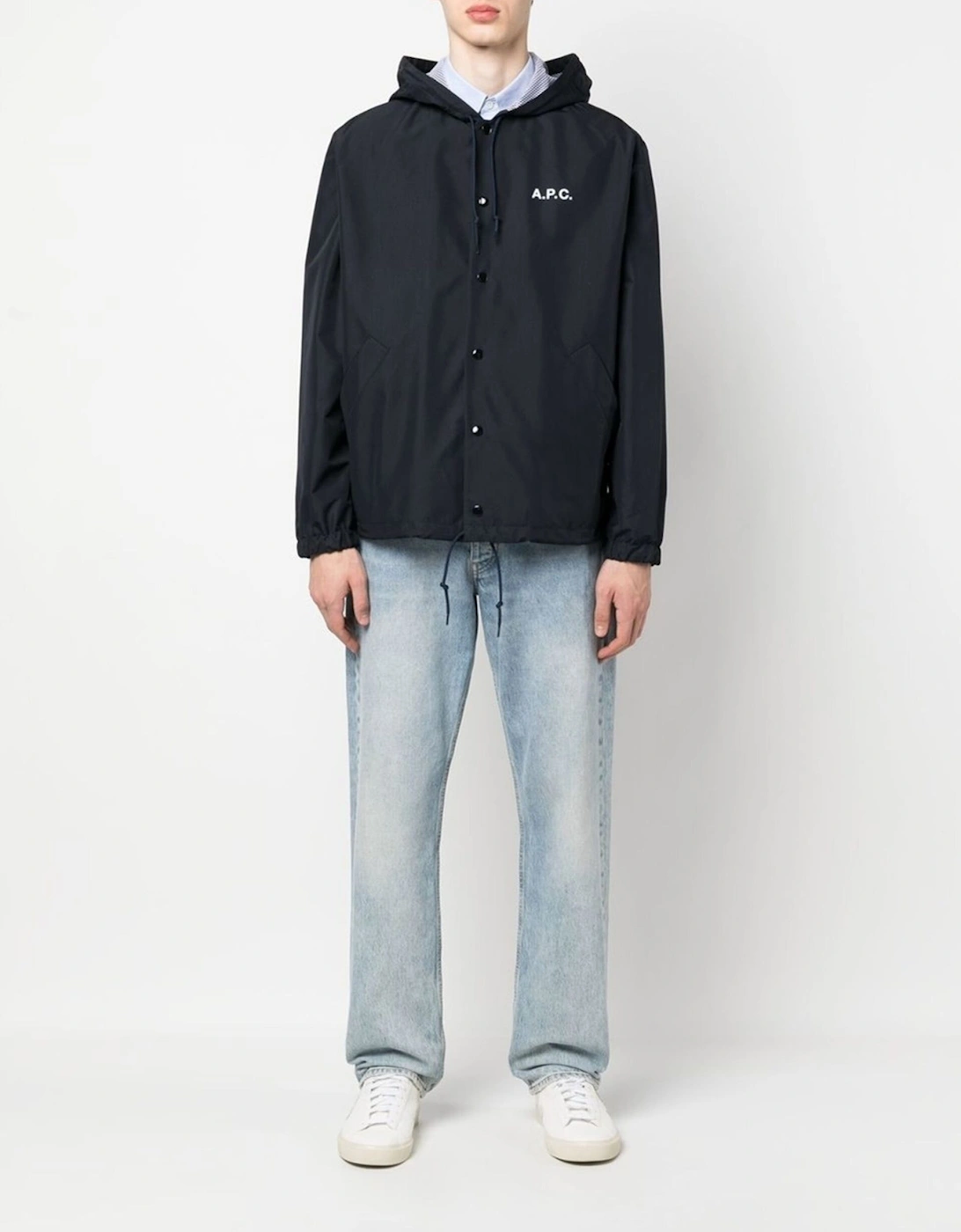 A.P.C. Greg Windbreaker Hooded Jacket Navy