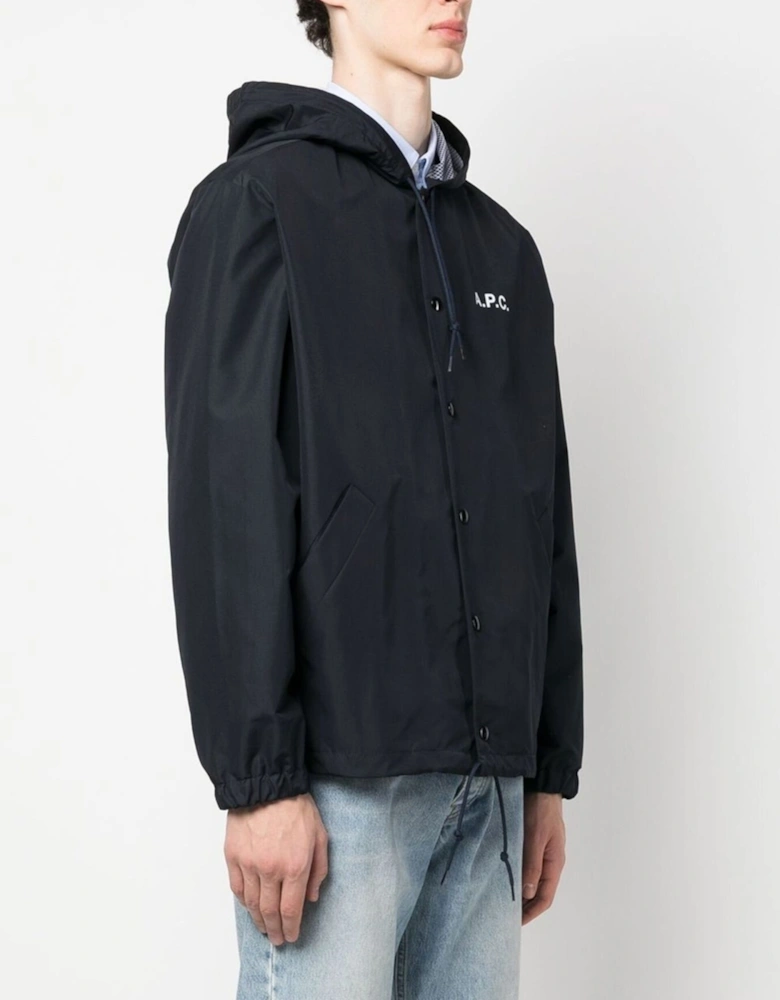 A.P.C. Greg Windbreaker Hooded Jacket Navy