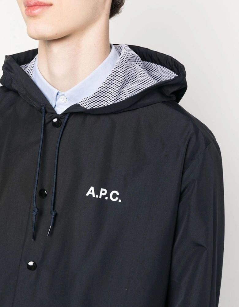 A.P.C. Greg Windbreaker Hooded Jacket Navy