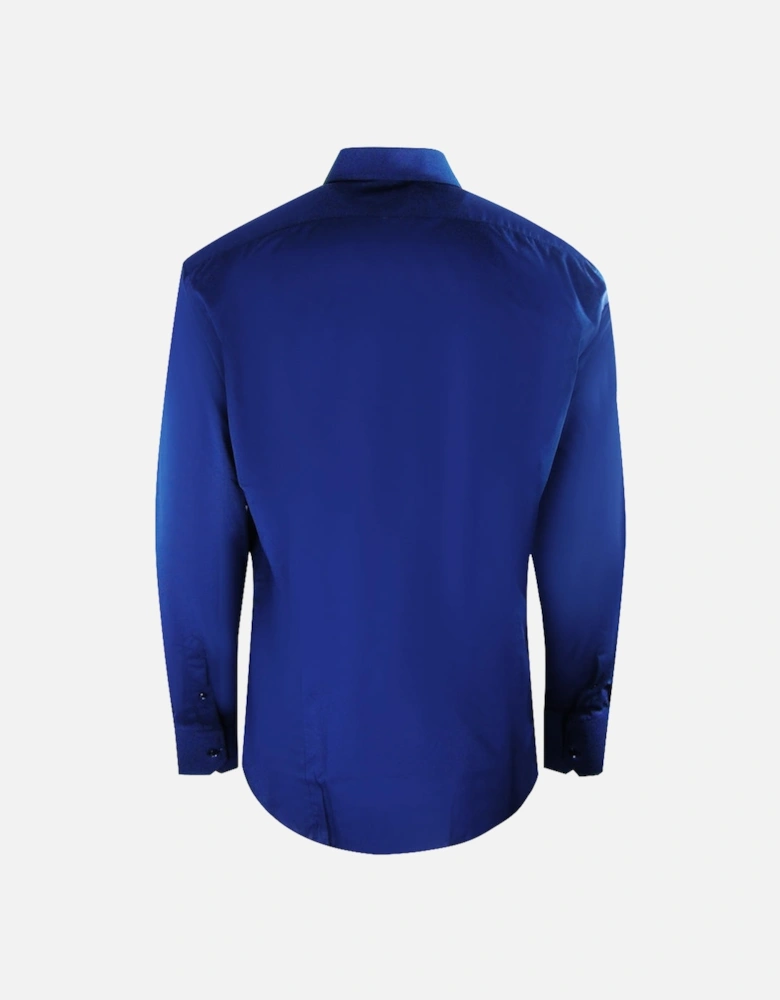 Plain Branded Logo Long Sleeve Blue Shirt