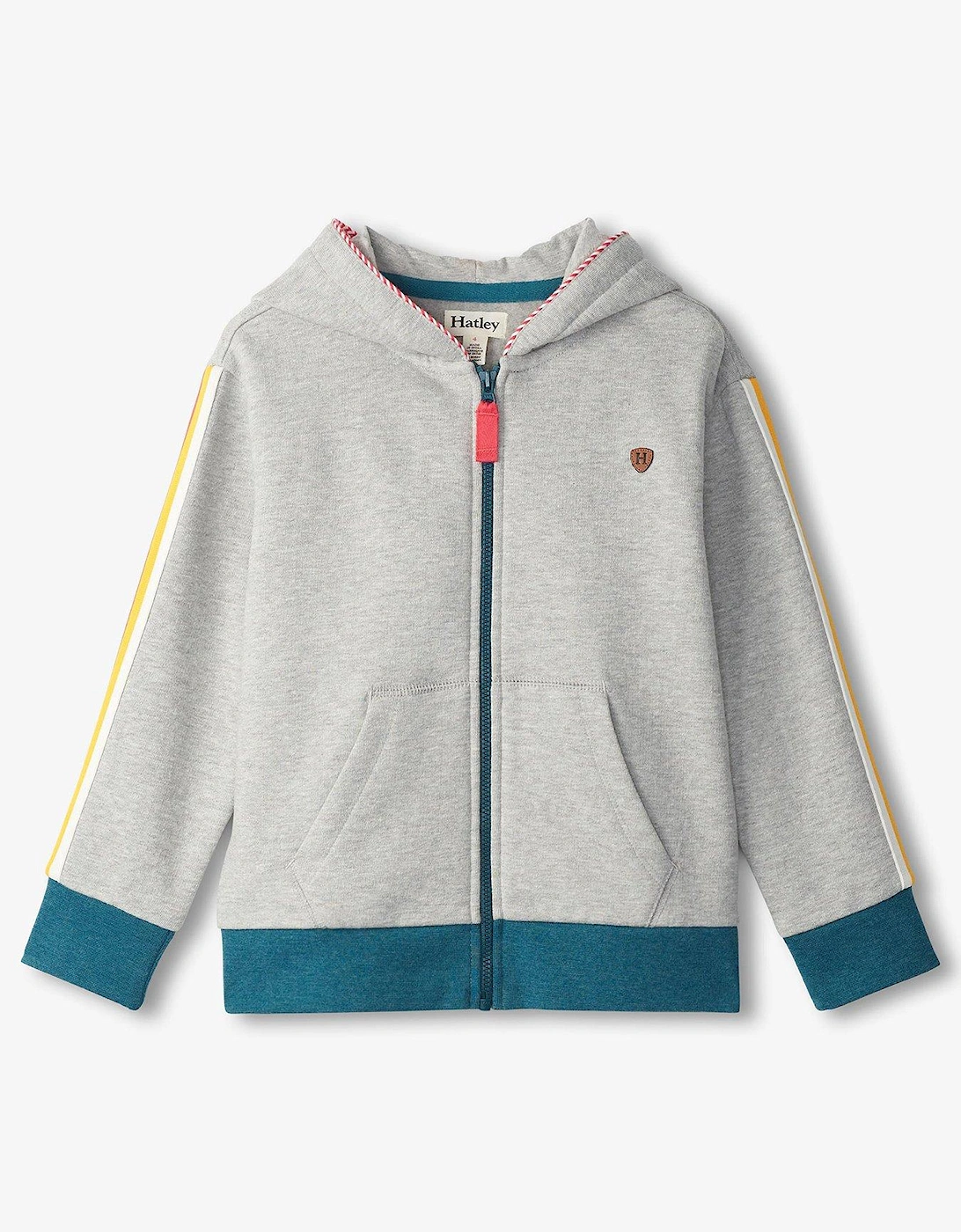 Boys Tape Zip Through Hoodie - Grey, 5 of 4