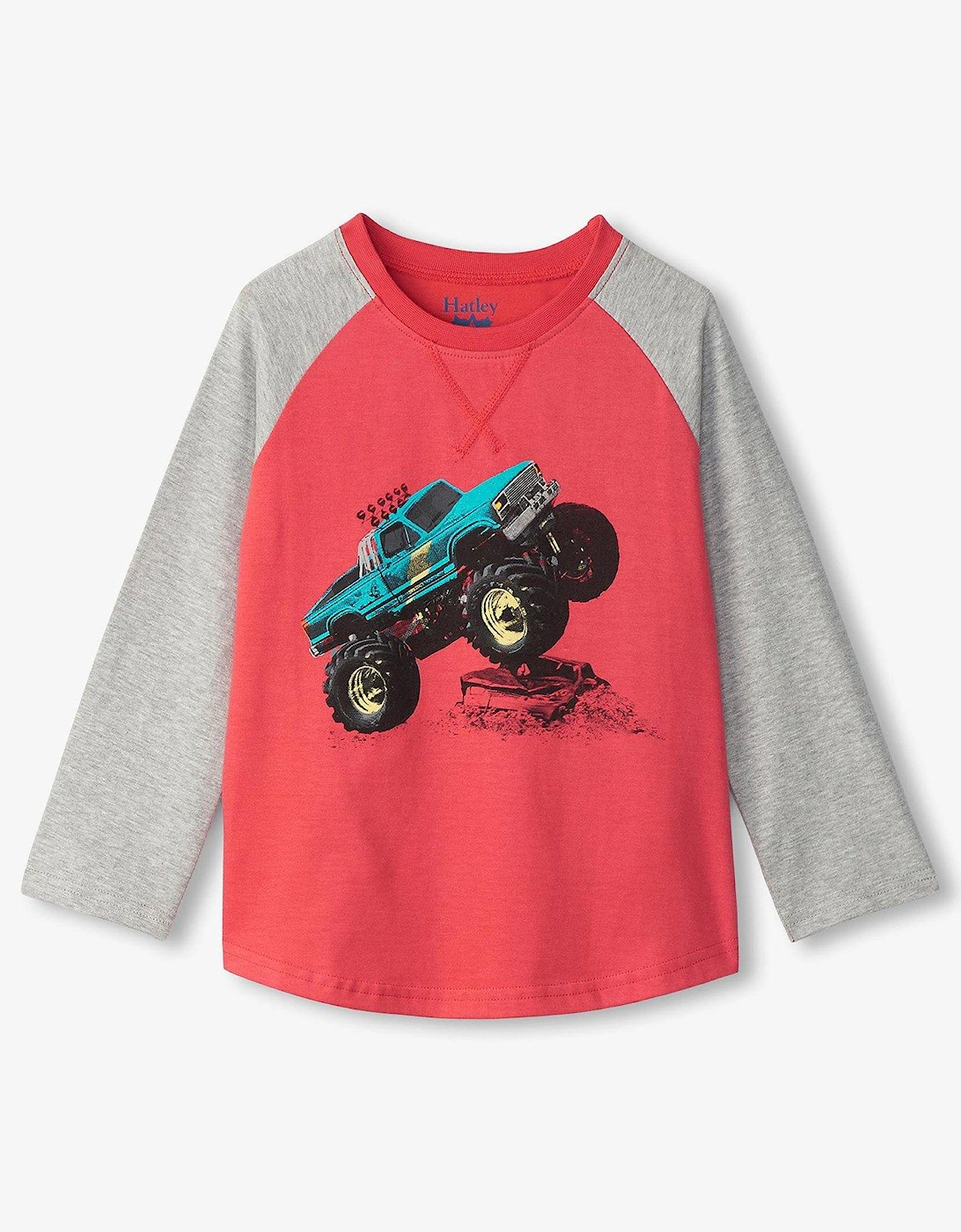 Boys Monster Truck Raglan Long Sleeve T-Shirt - Red, 3 of 2