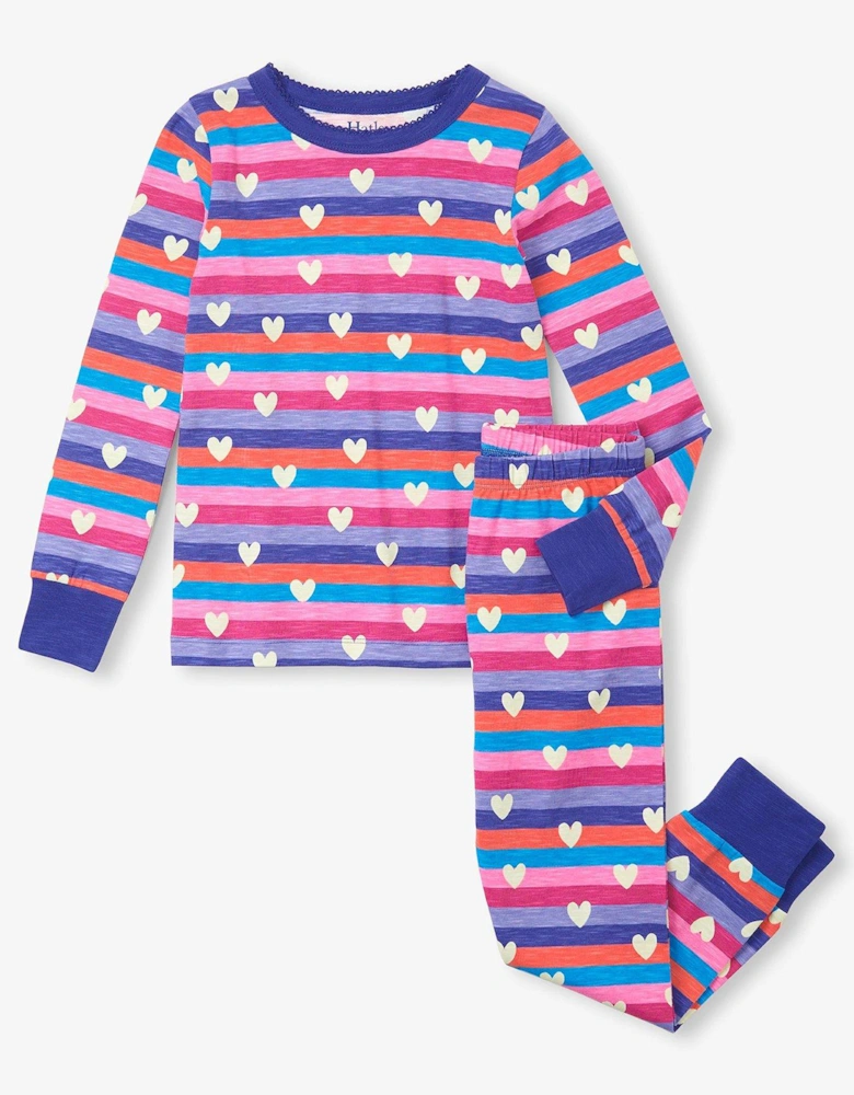 Girls Glow In The Dark Slub Jersey Pyjamas - Multi