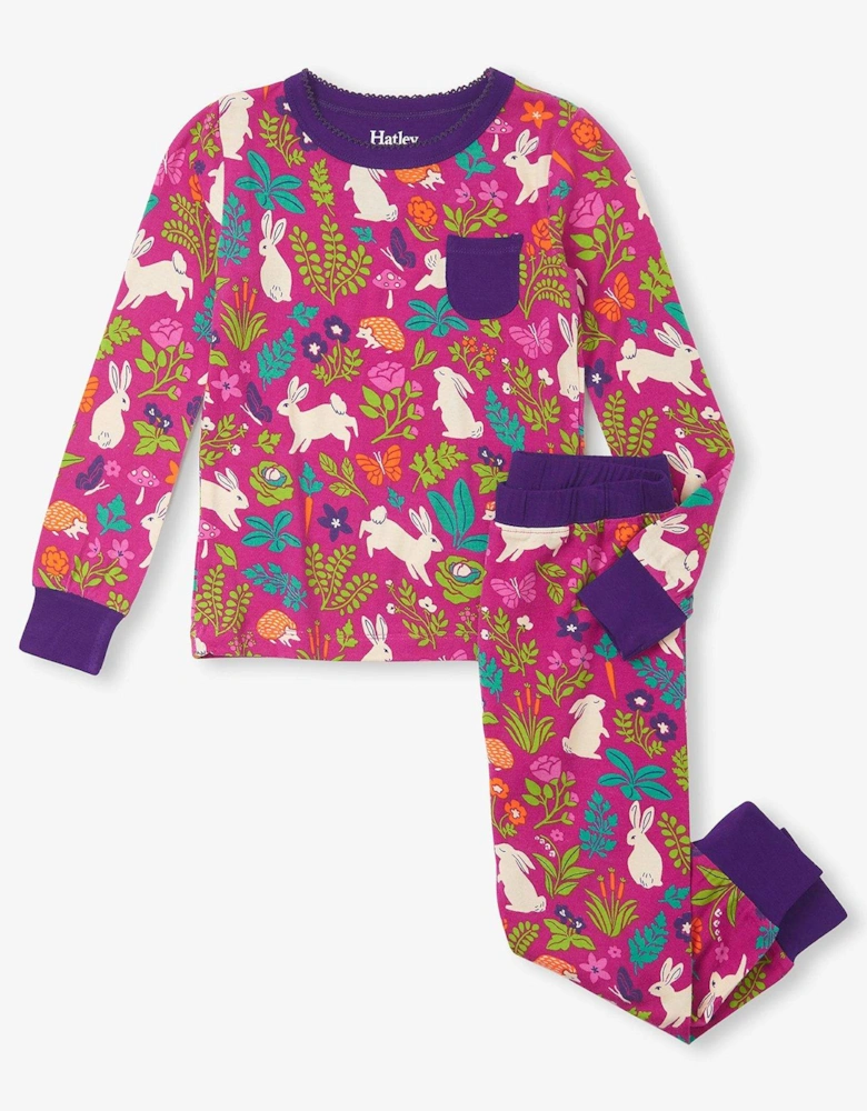 Girls Bunnies Pocket Pyjamas - Pink