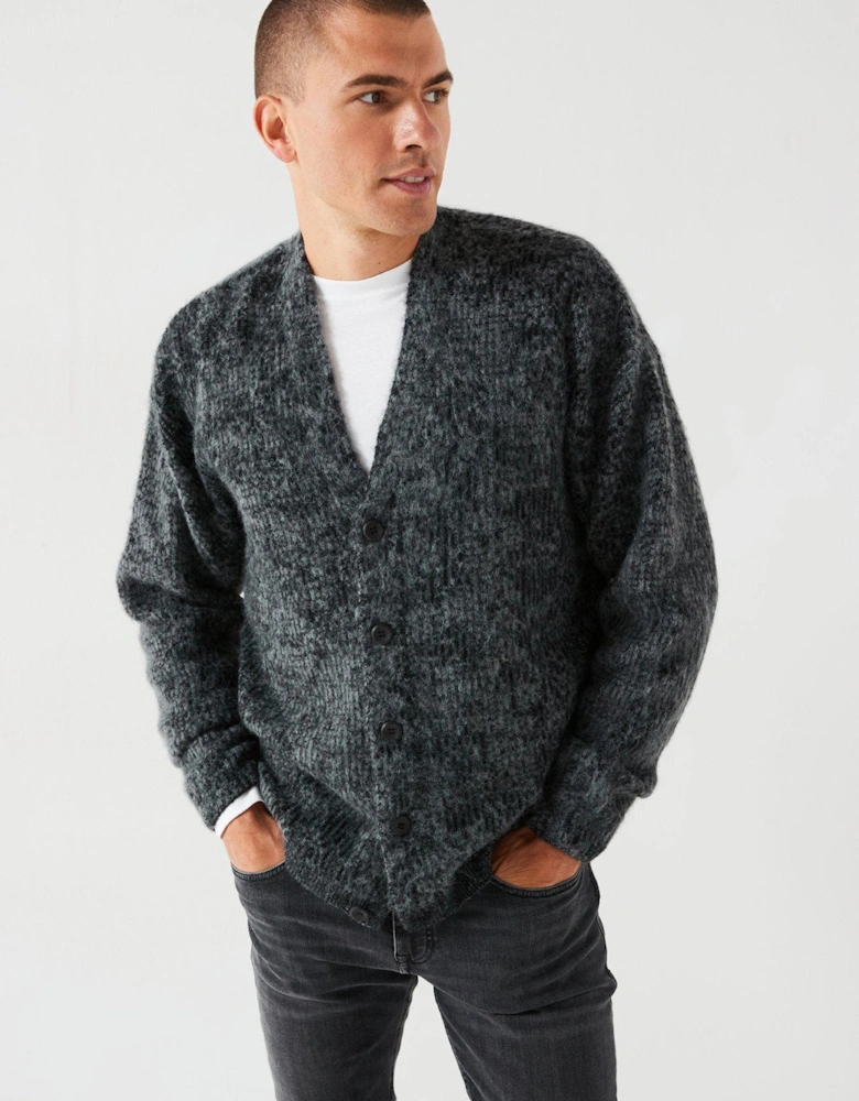 Jacquard Alpaca-Blend Knitted Cardigan - Black