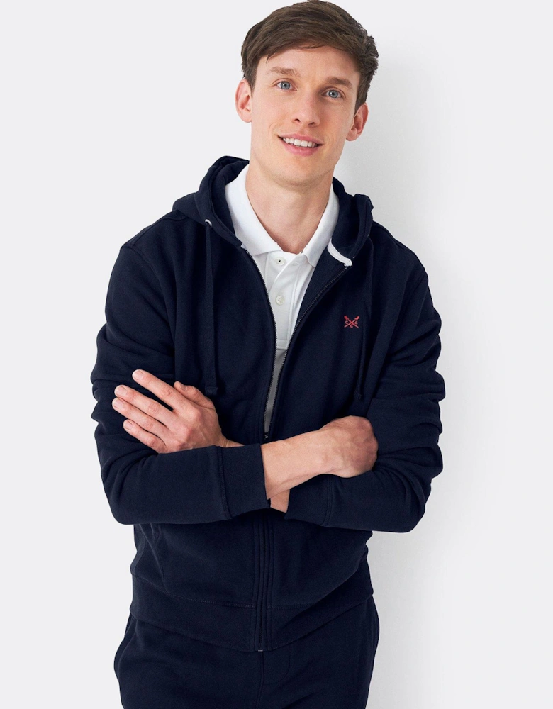 Crossed Oars Zip Through Hoodie - Navy