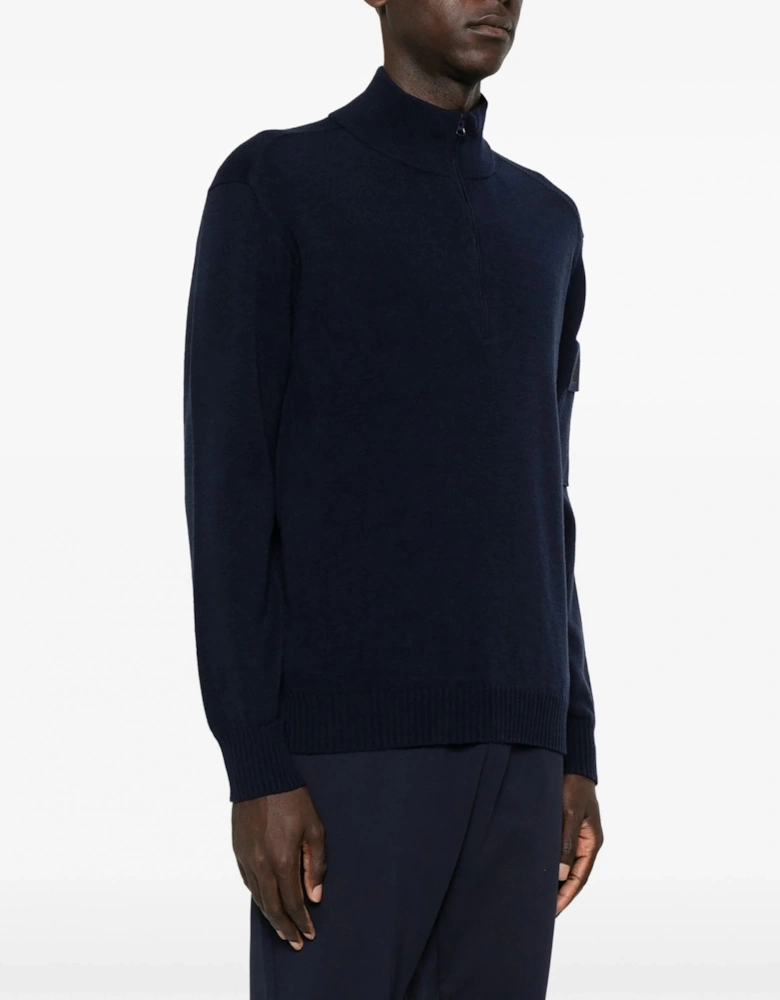 Metropolis Series Merino Wool Half Zipped Sweater Navy