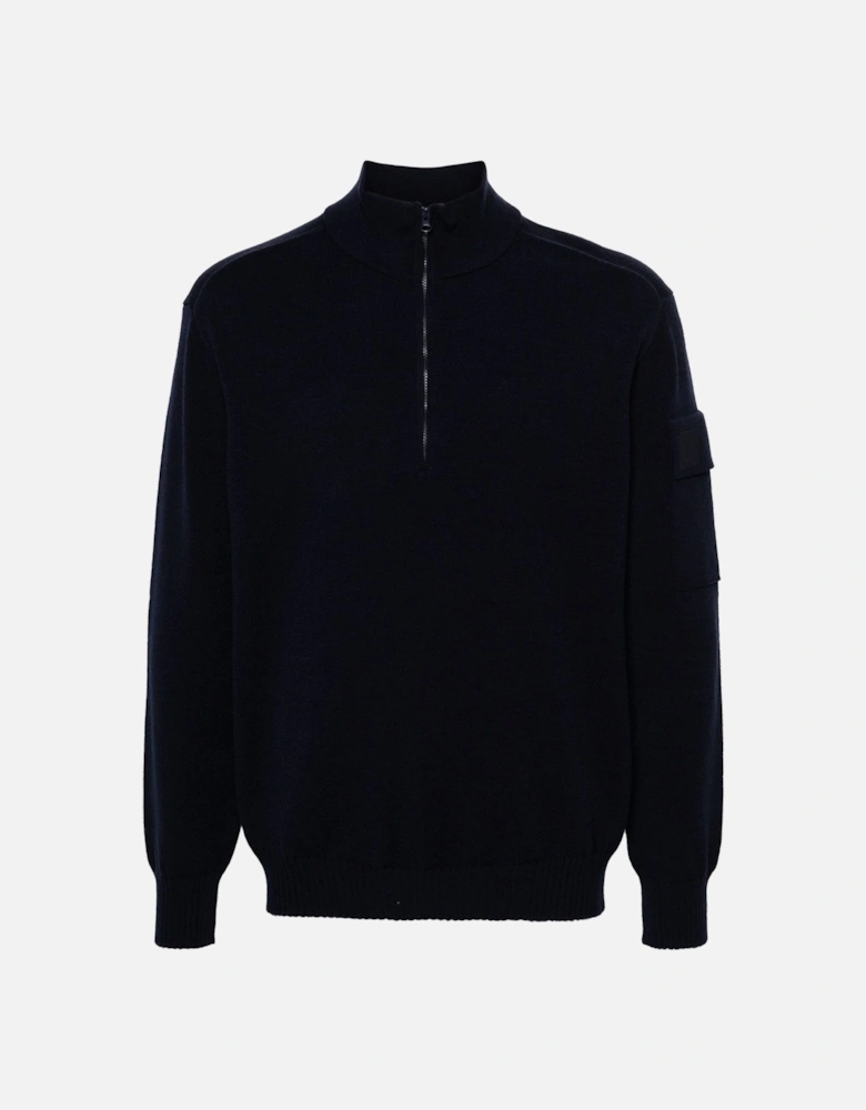 Metropolis Series Merino Wool Half Zipped Sweater Navy