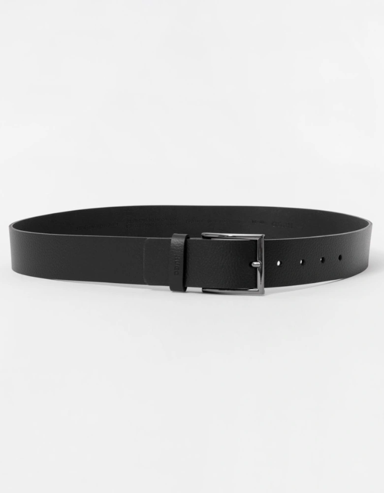 HUGO Giaspo Mens Grained-Leather Belt With Logo-Stamped Keeper