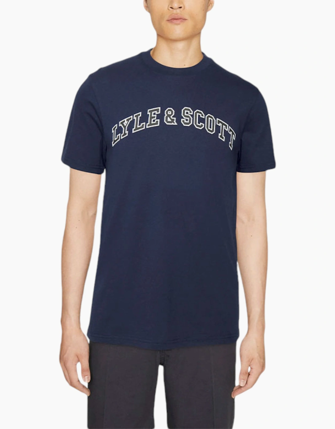 Lyle & Scott Men's Lyle & Scott Mens Short Sleeve T Shirts Crew Neck Summer Logo Printed T Shirt - Navy