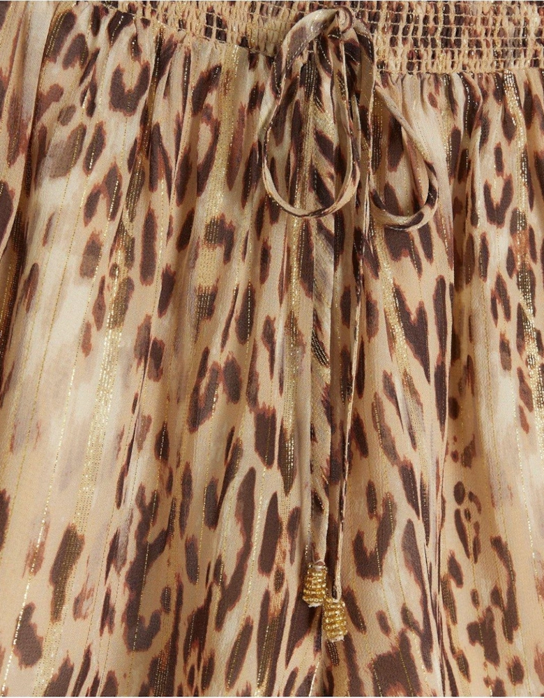 Pull On Leopard Short - Light Brown