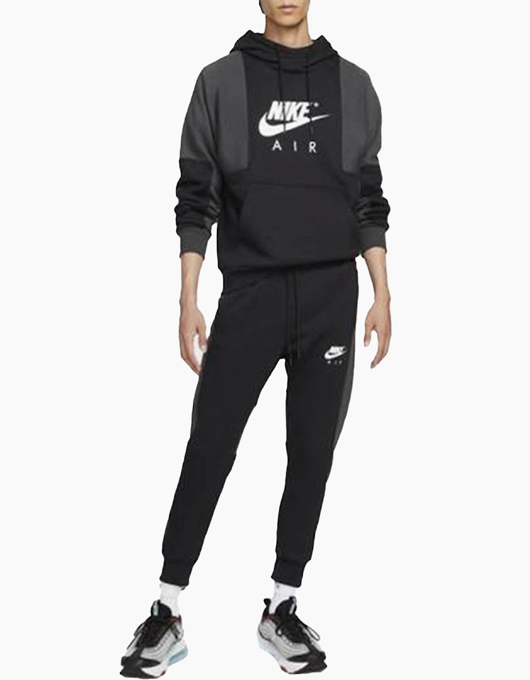 Nike Men's Black Air Full Tracksuits Contrast Pullover Hooded Hoodie Jogger - Size: Regular/36