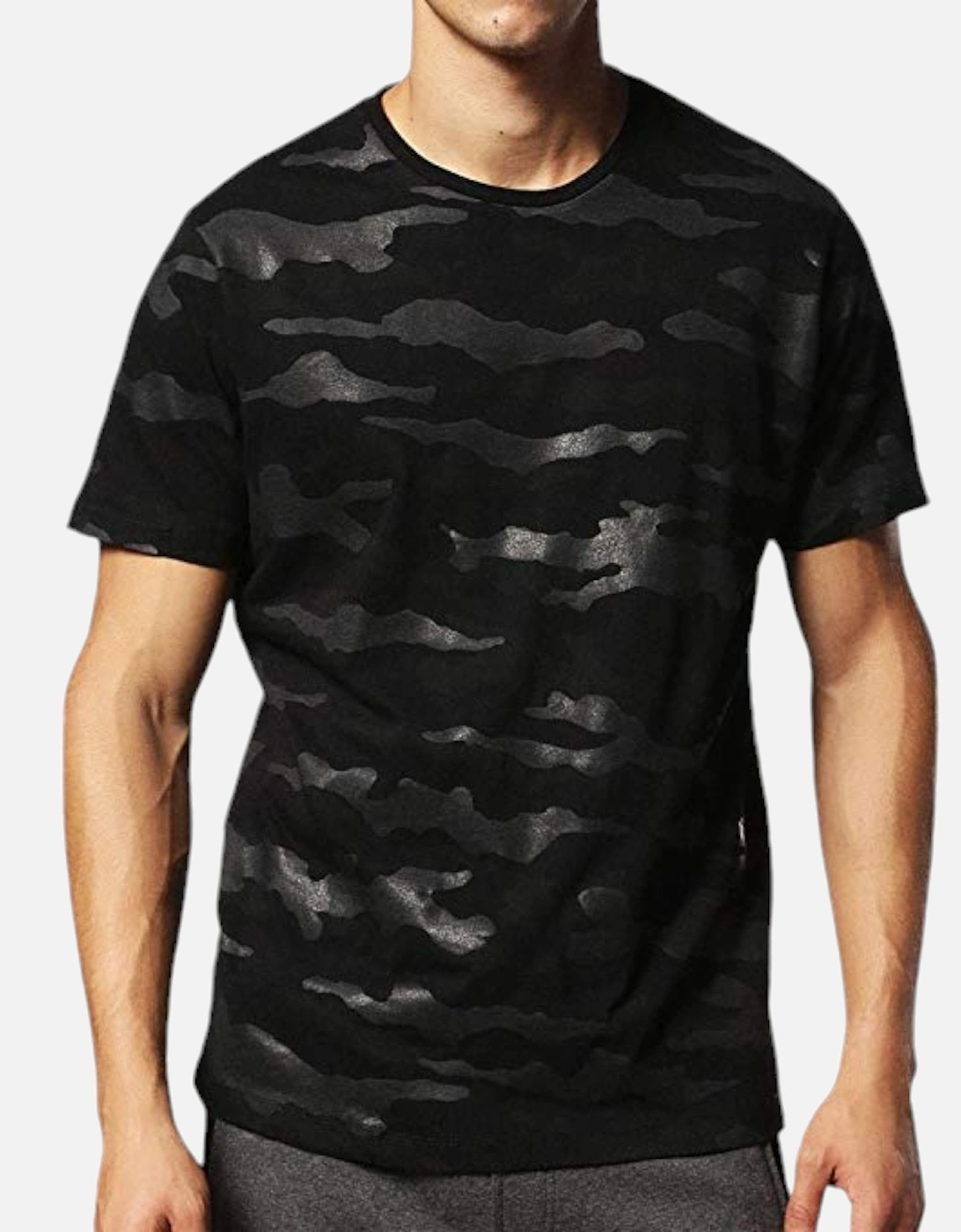 T OZIER Men T Shirt Short Sleeve Crew Neck Camouflage Black Casual Summer, 7 of 6