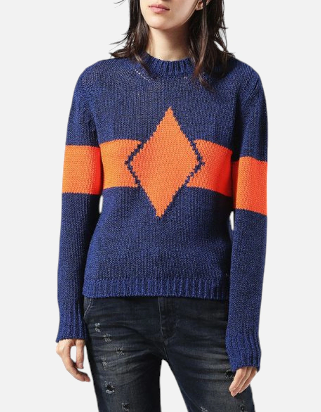 Women's DIESEL M Rhombus 0NAMM 8CR Womens Sweatshirt Slim Crew Neck Pullover Wool Jumper - Size: 10/8