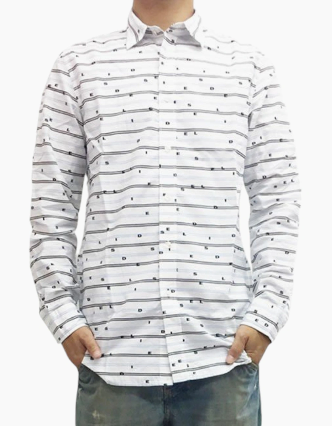 Diesel Men's White Decline 0Nakx 100 Shirt Long Sleeves Casual Summer Cotton Shirts  Regular/34 Xs