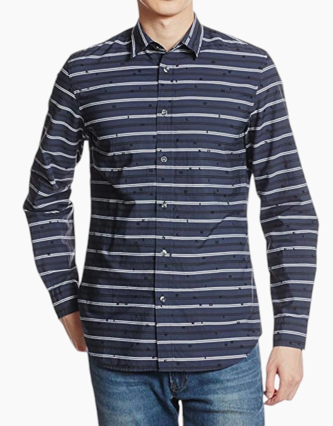 Diesel Men's Blue Decline 0Nakx Shirts Long Sleeves Slim Fit Casual Summer Top  38/Regular M