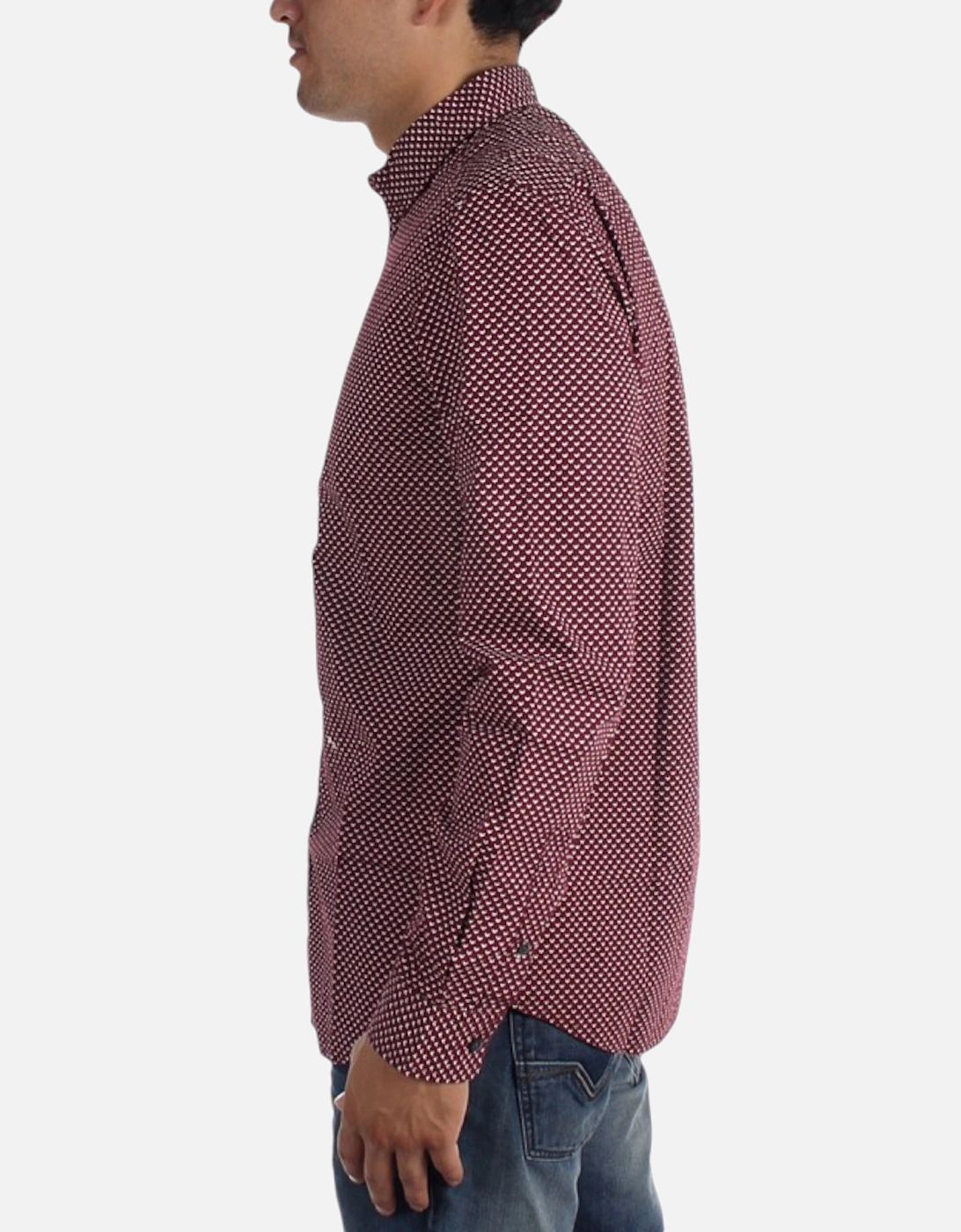 S Pink 0NANB Mens Shirt Long Sleeves Casual Outwear Cotton Maroon Shirts