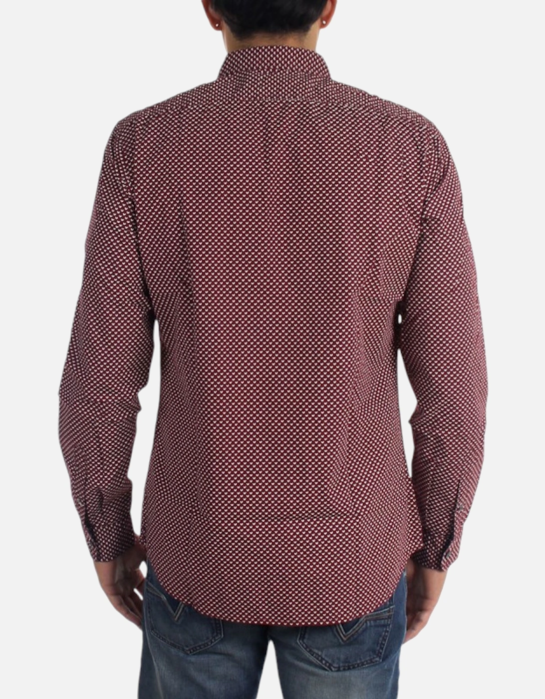 S Pink 0NANB Mens Shirt Long Sleeves Casual Outwear Cotton Maroon Shirts