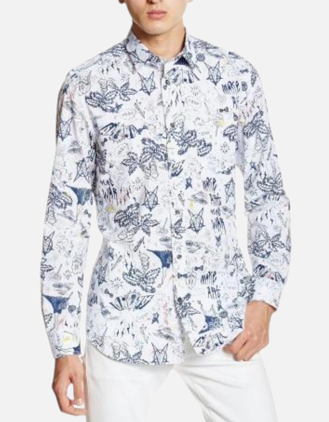 S KETCH 0LAKO Mens Printed Shirt Long Sleeve Slim Fit Casual Summer Shirt, 4 of 3