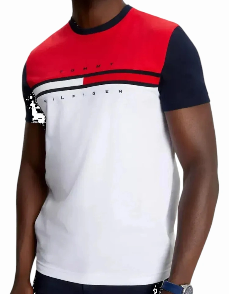 Mens T Shirt Colorblock Flag Crew Neck Casual Cotton Tino Tee NEW