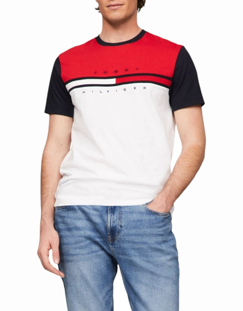 Mens T Shirt Colorblock Flag Crew Neck Casual Cotton Tino Tee NEW