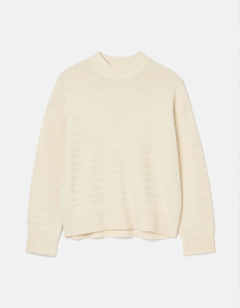 Women's Bernie Crew Neck Textured Jumper Crème