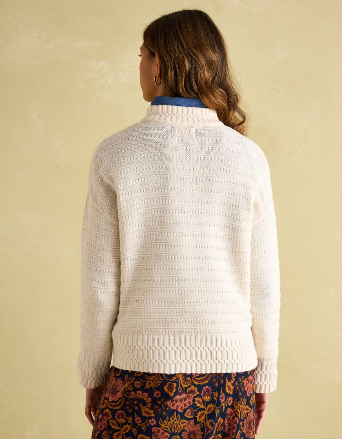 Women's Bernie Crew Neck Textured Jumper Crème