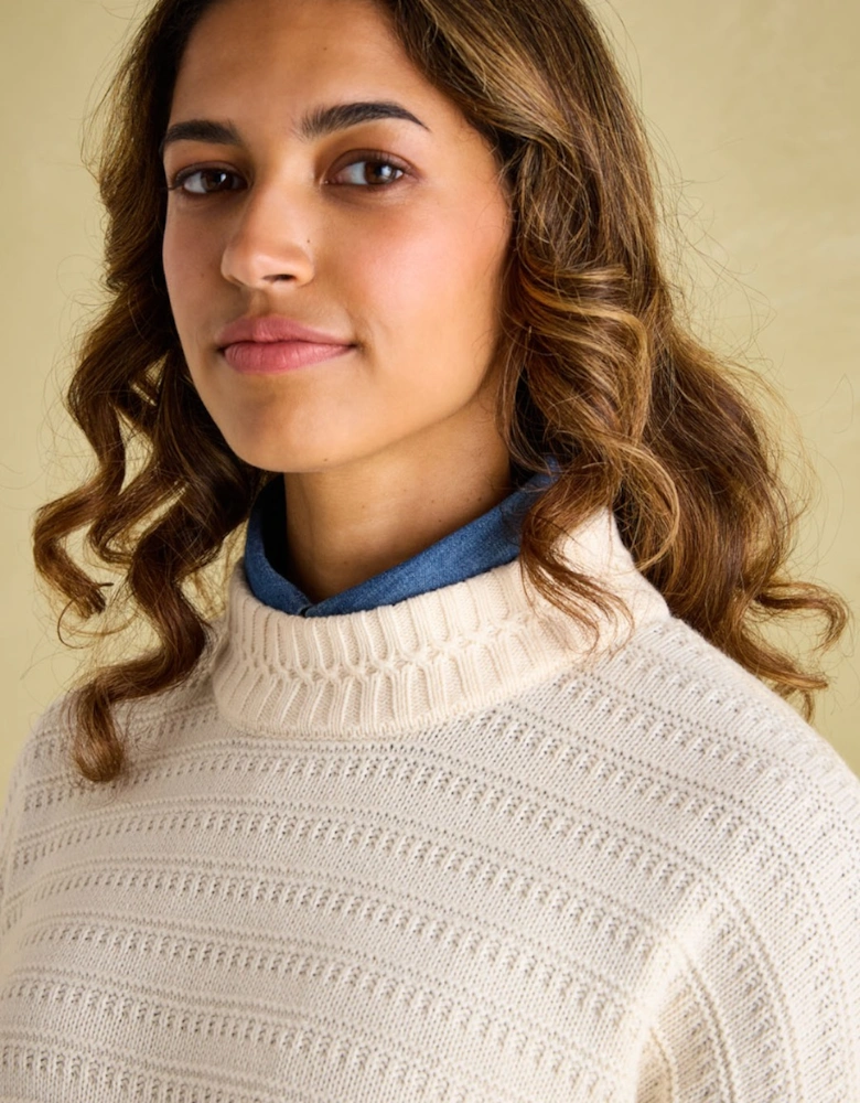 Women's Bernie Crew Neck Textured Jumper Crème