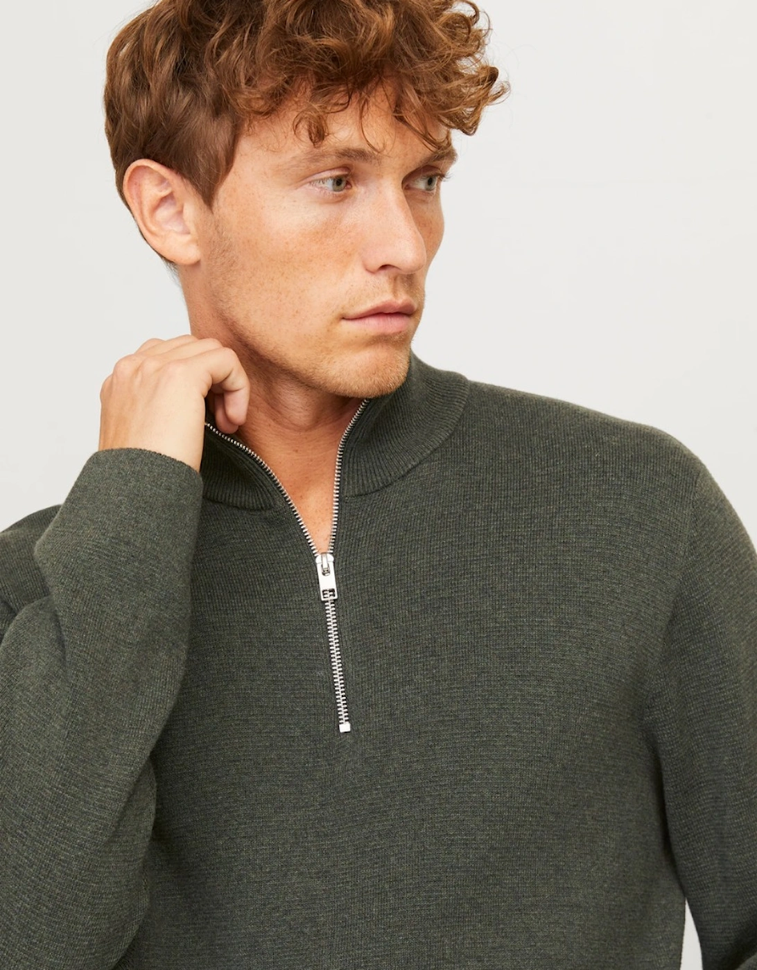 Premium Milano Stitch Half Zip Peat Melange