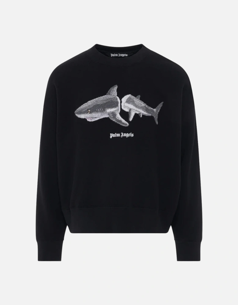 Split Shark Branded Logo Black Sweatshirt