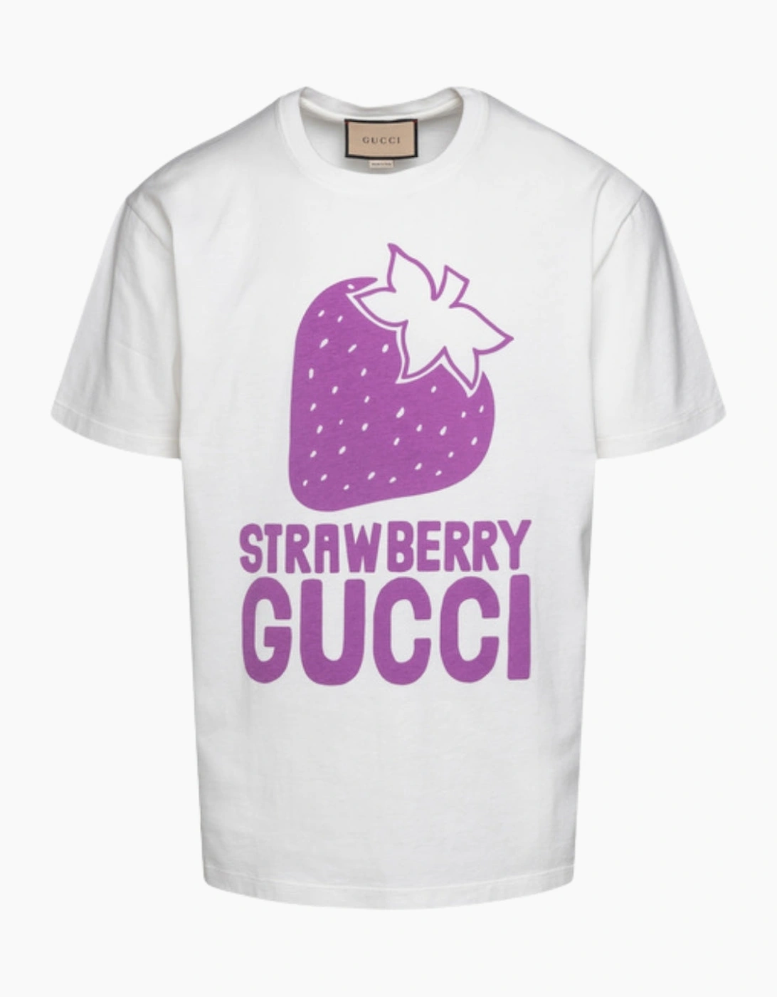 Men's Gucci Strawberry Logo Oversized Fit White T-Shirt - Size: 36
