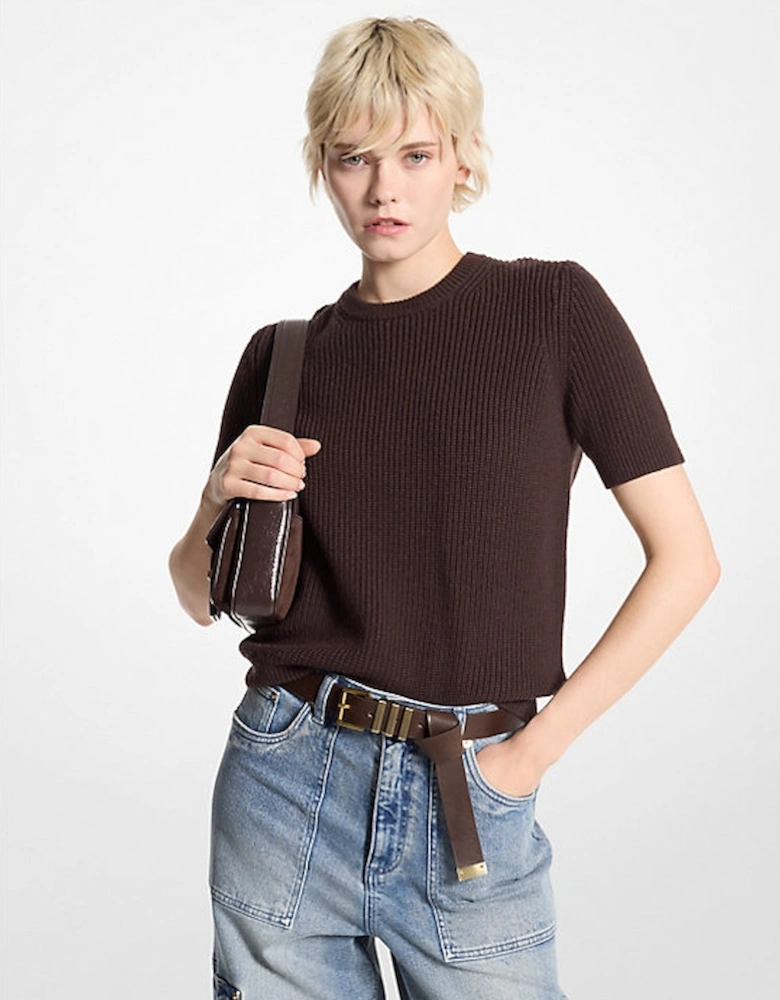 Wool Short-Sleeve Sweater