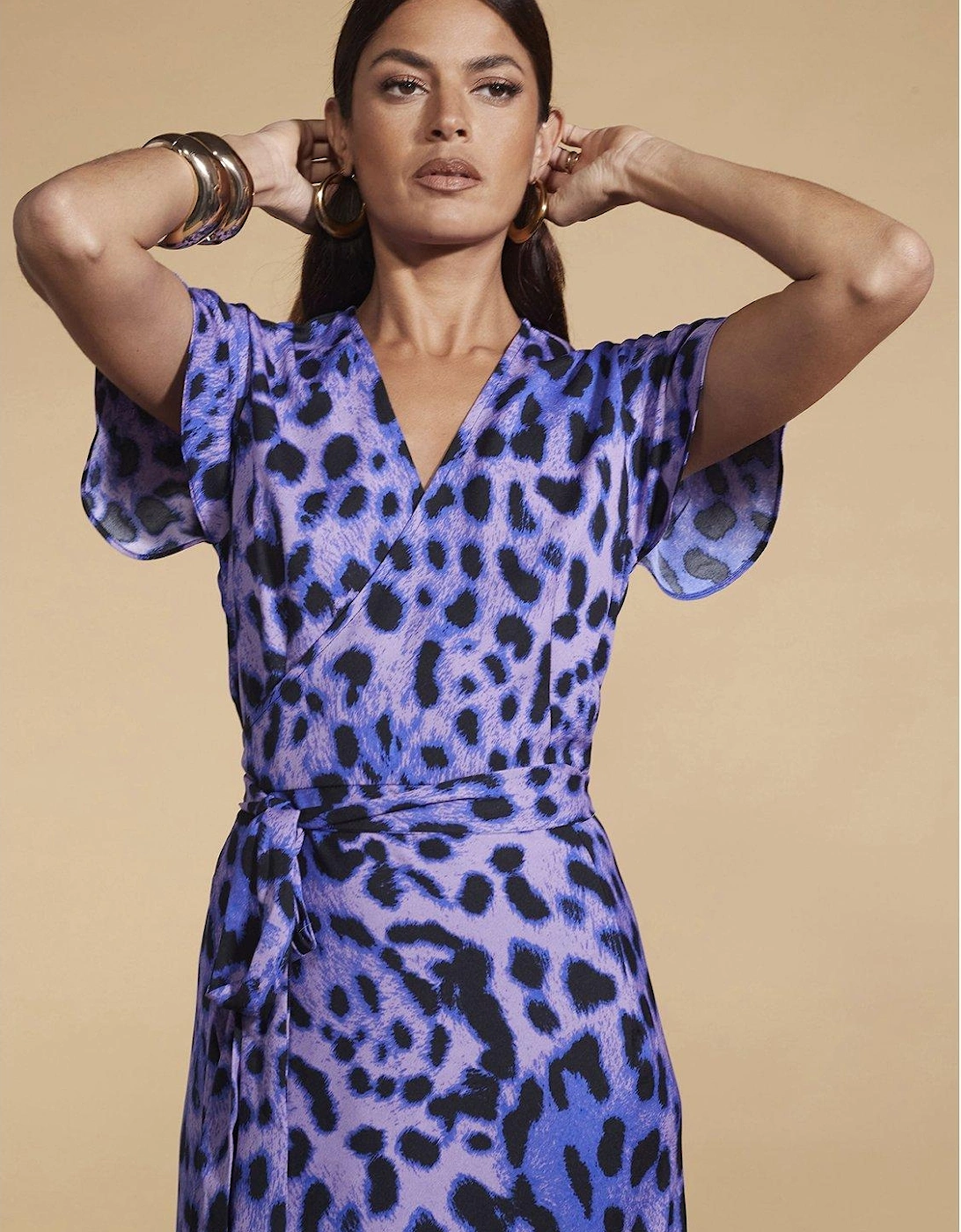 Leopard Print Cayenne Wrap Dress - Lilac