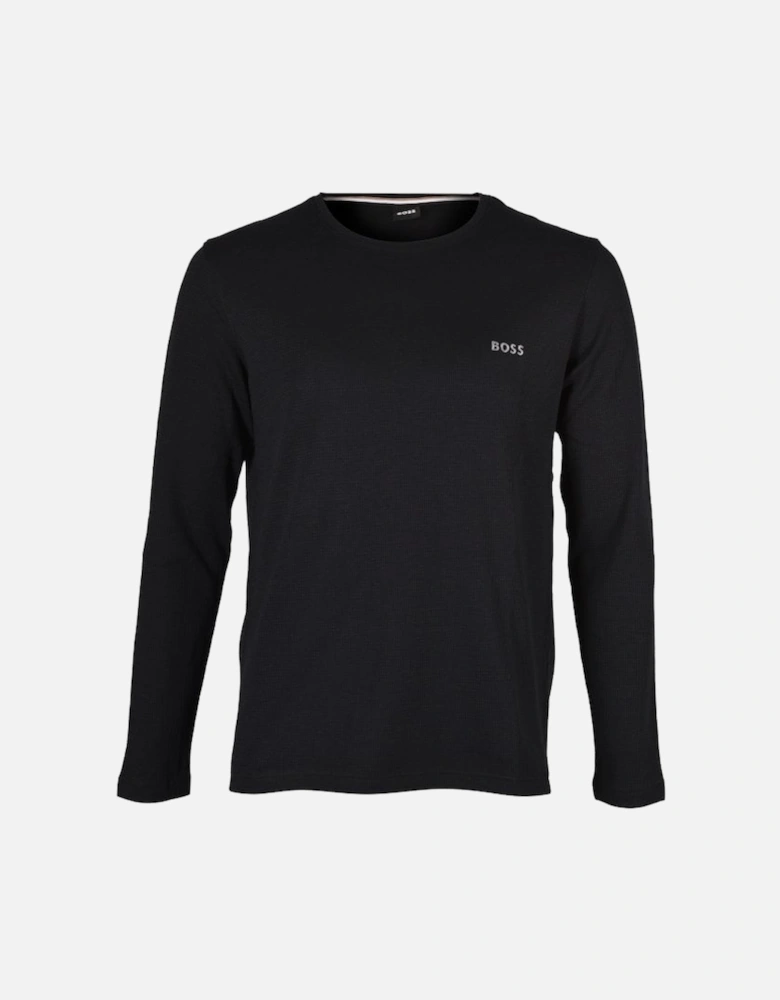 Long-Sleeved Cotton-Blend T-Shirt, Black