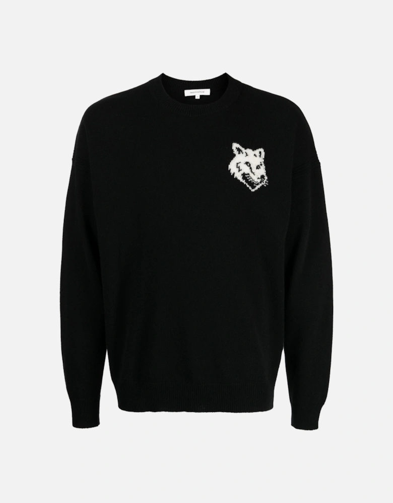 Fox Head Intarsia Sweater Black