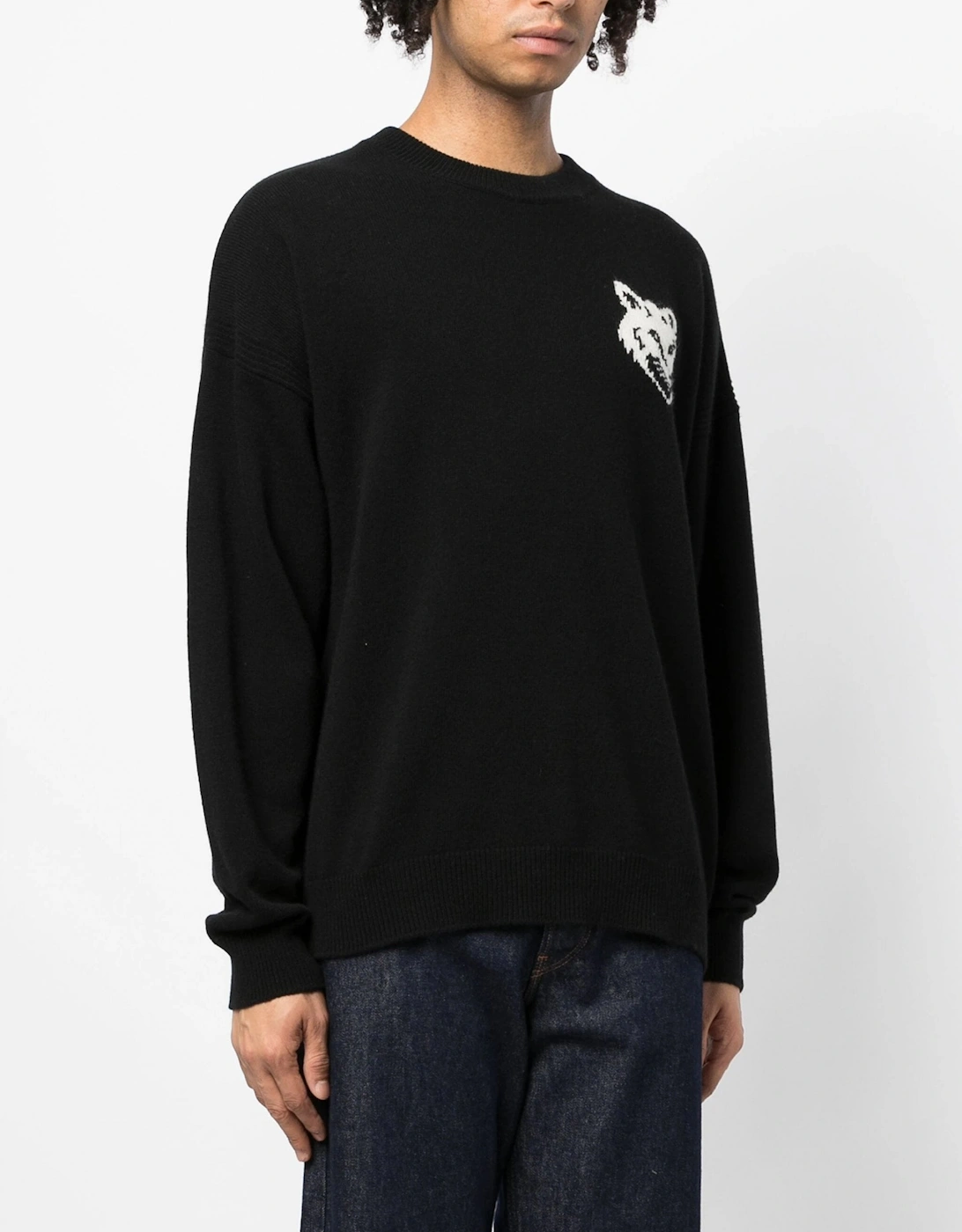 Fox Head Intarsia Sweater Black