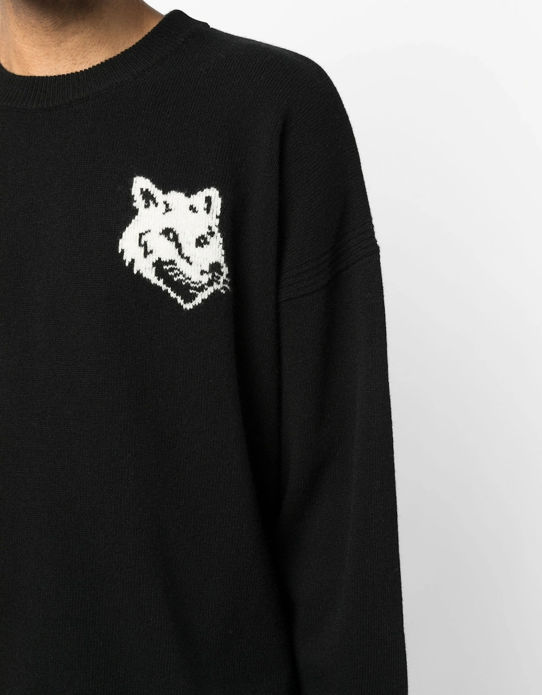 Fox Head Intarsia Sweater Black