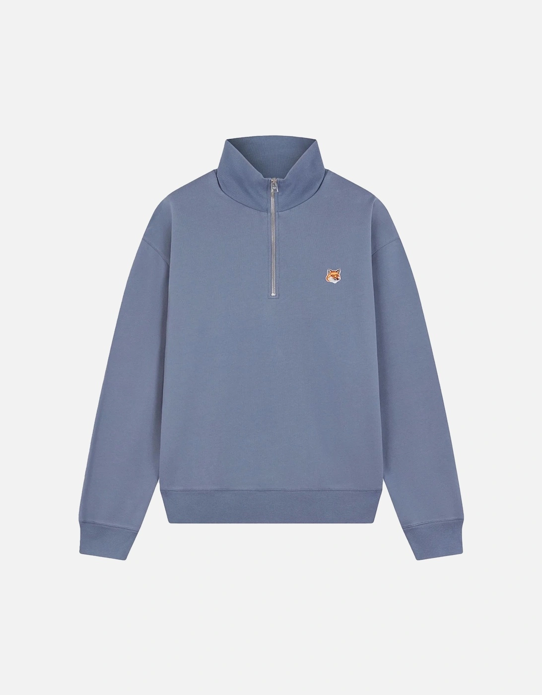 Fox Head 1/4 Zip Sweatshirt Blue, 5 of 4