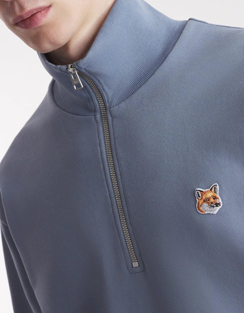 Fox Head 1/4 Zip Sweatshirt Blue